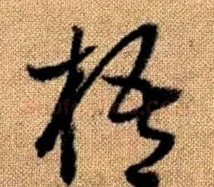 梧字赵孟頫毛笔草书写法,摘自真草千字文