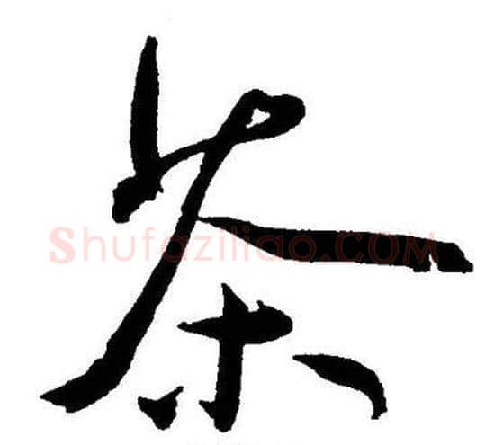 茶字王宠毛笔草书书法写法,摘自王宠毛笔草书书法作品