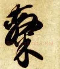 隶毛笔草书写法,摘自隋智永真草千字文