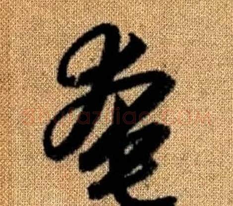 奄字赵孟頫毛笔草书写法,摘自真草千字文