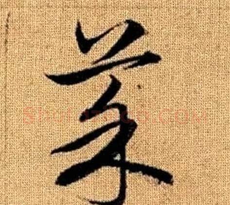 菜字赵孟頫毛笔草书写法,摘自真草千字文