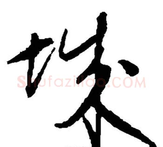 城字王守仁毛笔草书书法写法,摘自王守仁毛笔草书书法作品