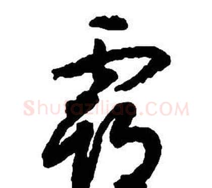 霸字启功毛笔草书书法写法,摘自千字文