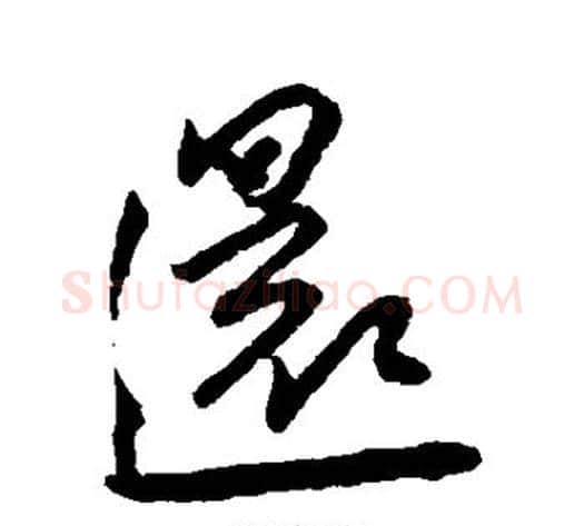 还字王宠毛笔草书书法写法,摘自王宠毛笔草书书法作品