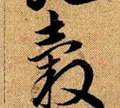 轂字赵孟頫毛笔草书写法,摘自真草千字文