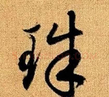 珠字赵孟頫毛笔草书写法,摘自真草千字文