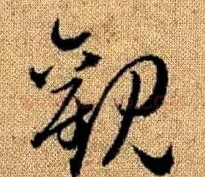 觀字赵孟頫毛笔草书写法,摘自真草千字文