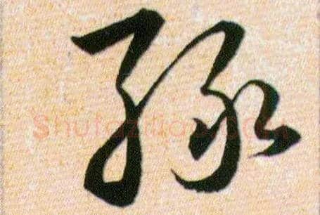 绿毛笔草书写法,摘自明韩道亨草诀百韵歌