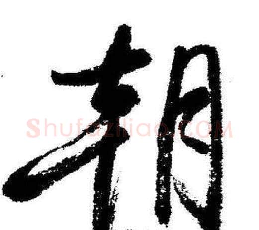 朝字启功毛笔草书书法写法,摘自临苏轼诗文帖