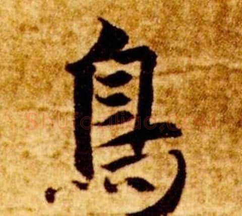 鳥字智永毛笔草书书法写法,摘自真草千字文