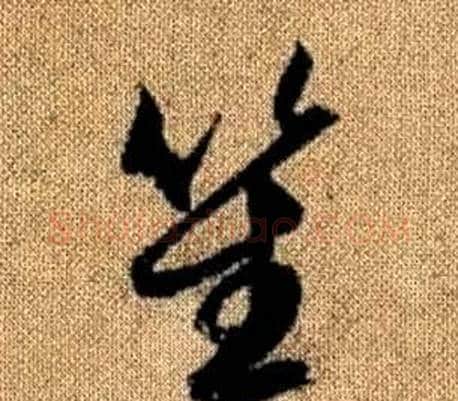 笙字赵孟頫毛笔草书写法,摘自真草千字文
