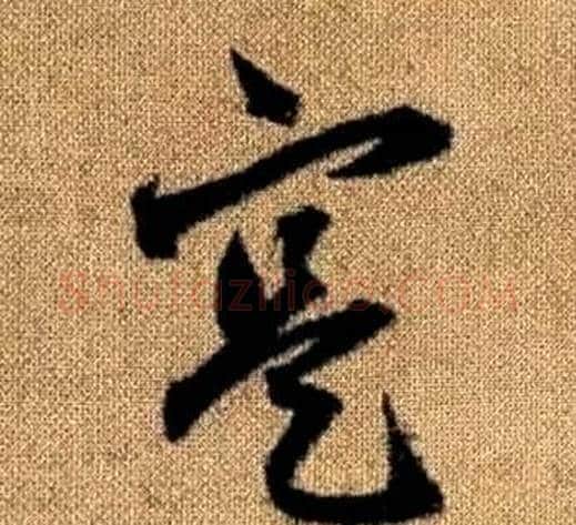 寔字赵孟頫毛笔草书写法,摘自真草千字文