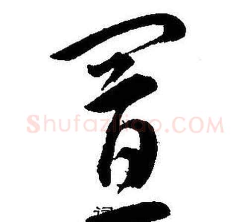 置字王宠毛笔草书书法写法,摘自王宠毛笔草书书法作品