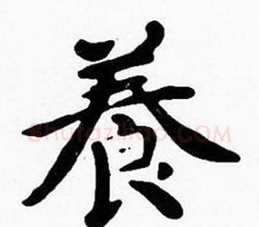 養字沈度毛笔楷书书法写法,摘自沈度毛笔楷书书法作品