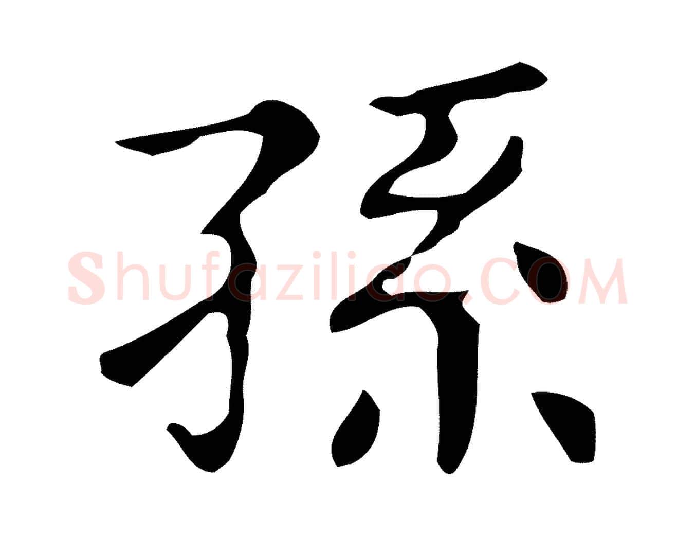 孫毛笔楷书写法,摘自明代文徵明跋万岁通天进帖