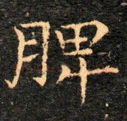 脾毛笔楷书写法,摘自王羲之小楷黄庭经