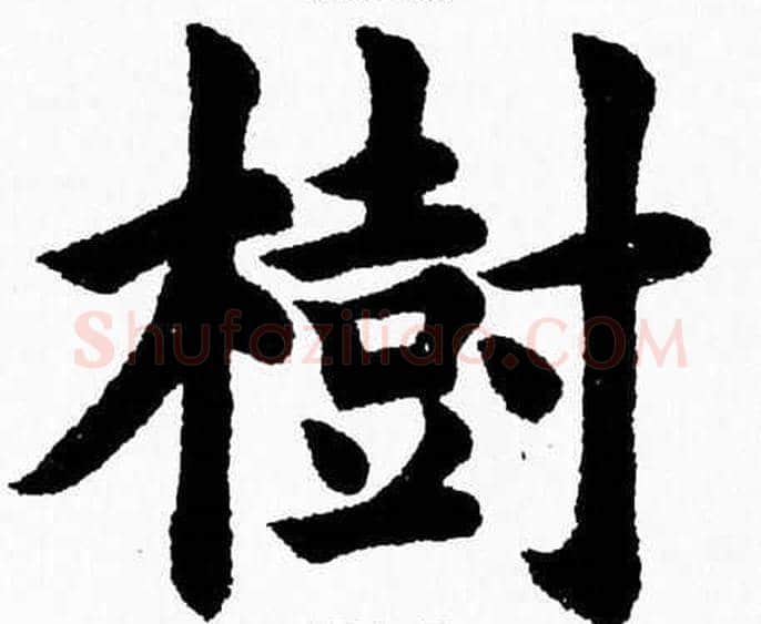 樹字杨永健毛笔楷书书法写法,摘自杨永健毛笔楷书书法作品