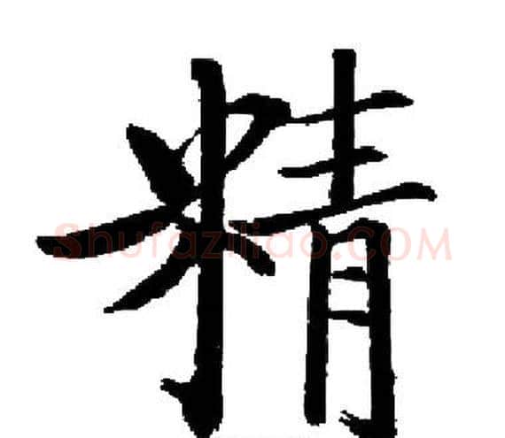 精字启功毛笔楷书书法写法,摘自启功毛笔楷书书法作品