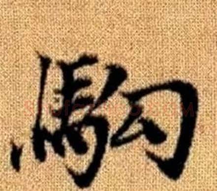 駒字王铎毛笔楷书书法写法,摘自真草千字文
