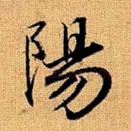 陽字赵孟頫毛笔楷书写法,摘自真草千字文