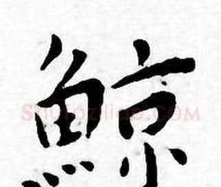 鲸字王宠毛笔小楷书法写法,摘自王宠毛笔小楷书法作品
