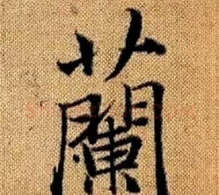 蘭字王铎毛笔楷书书法写法,摘自真草千字文