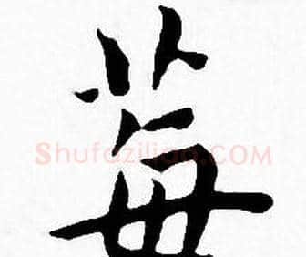 莓字王宠毛笔小楷书法写法,摘自王宠毛笔小楷书法作品