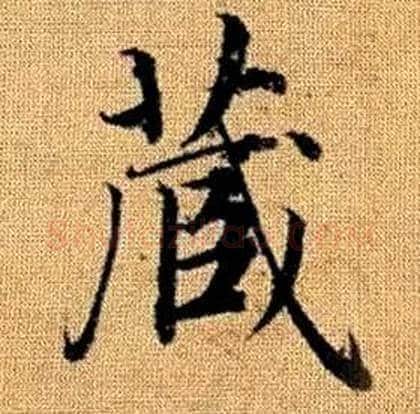 藏字赵孟頫毛笔楷书写法,摘自真草千字文