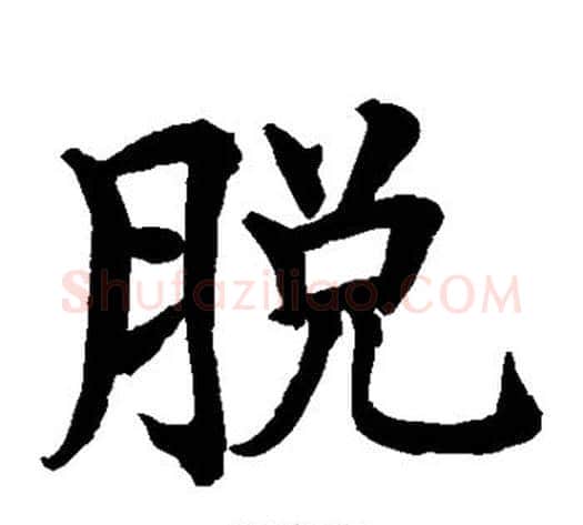 脱字水岛修三毛笔楷书书法写法,摘自水岛修三毛笔楷书书法作品