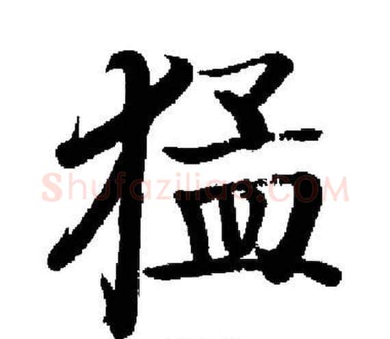 猛字启功毛笔楷书书法写法,摘自启功毛笔楷书书法作品