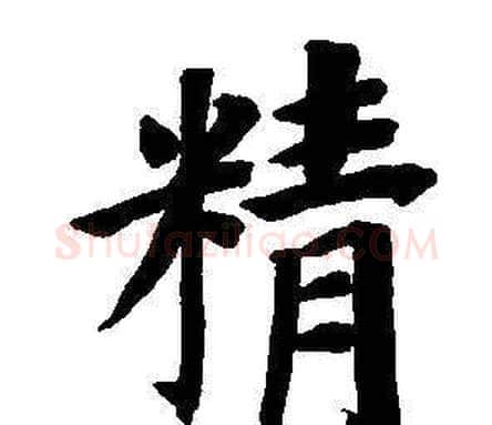精字董其昌毛笔楷书书法写法,摘自东方朔画像碑赞卷