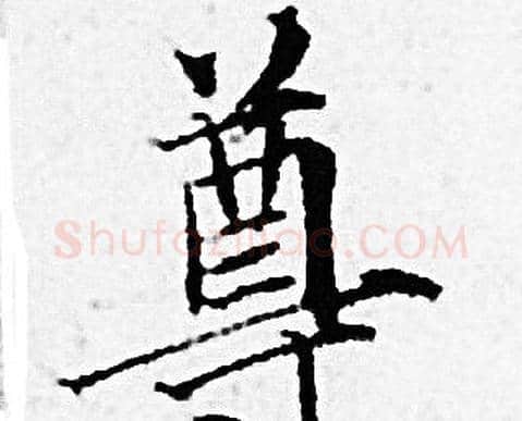尊字赵孟頫毛笔小楷写法,摘自赵孟頫毛笔小楷作品