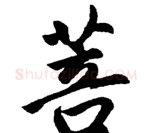 菩字赵孟頫毛笔楷书写法,摘自赵孟頫毛笔楷书作品