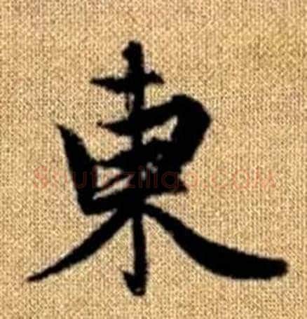 東字赵孟頫毛笔楷书写法,摘自真草千字文