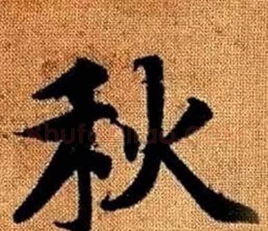 秋字王铎毛笔楷书书法写法,摘自真草千字文