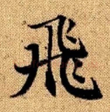 飛字赵孟頫毛笔楷书写法,摘自真草千字文