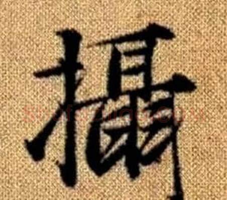 攝字王铎毛笔楷书书法写法,摘自真草千字文