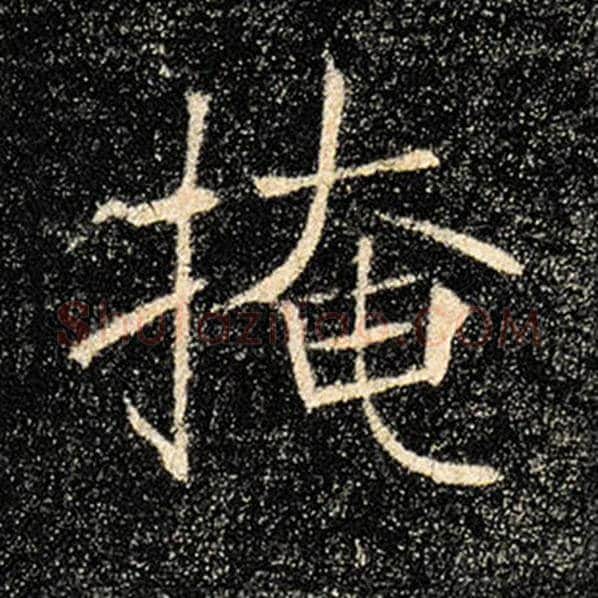 褚遂良毛笔楷书掩字的写法,摘自褚遂良书法作品雁塔圣教序