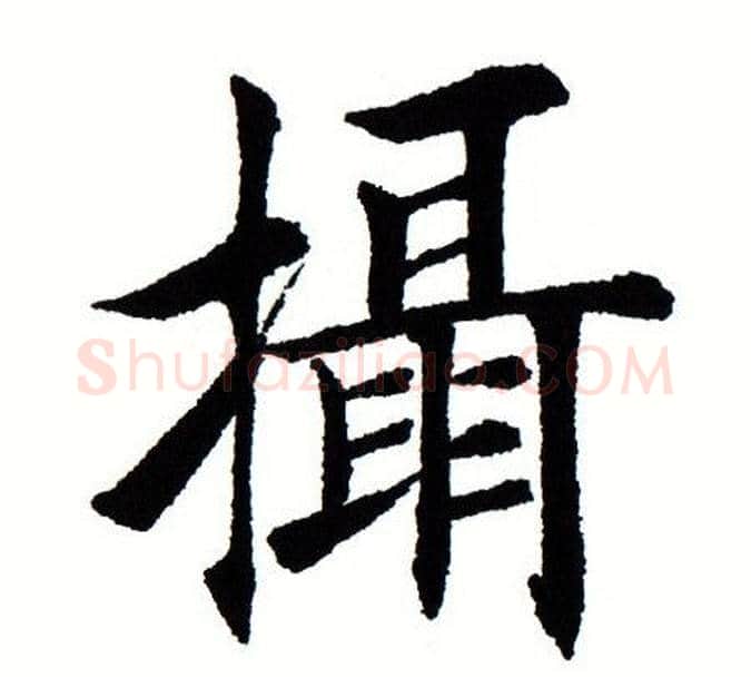 摄字田蕴章毛笔楷书书法写法,摘自田蕴章毛笔楷书书法作品
