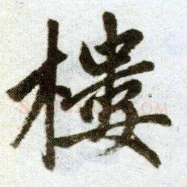 楼毛笔楷书写法,摘自元赵孟頫杭州福神观记