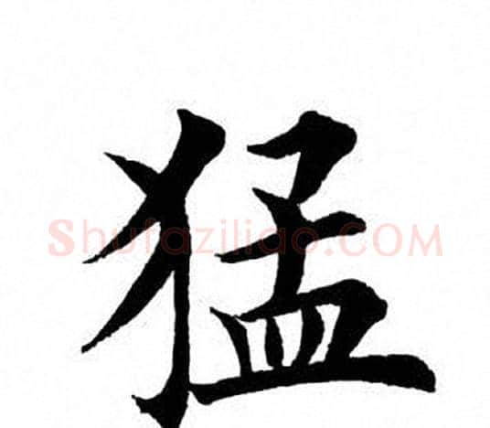猛字田英章毛笔楷书书法写法,摘自田英章毛笔楷书书法作品