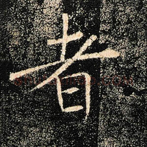 褚遂良毛笔楷书者字的写法,摘自褚遂良书法作品雁塔圣教序