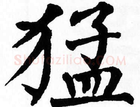 猛字翁闿运毛笔楷书书法写法,摘自翁闿运毛笔楷书书法作品