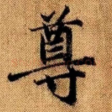 尊字赵孟頫毛笔楷书写法,摘自真草千字文