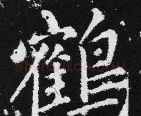 鹤字赵孟頫毛笔楷书写法,摘自张留孙碑