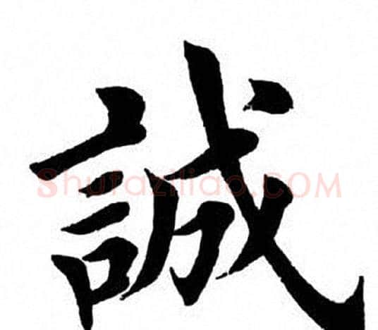 诚字田英章毛笔楷书书法写法,摘自田英章毛笔楷书书法作品