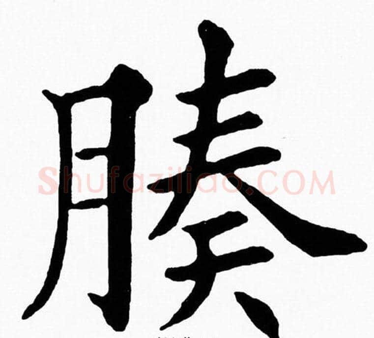 腠字黄自元毛笔楷书书法写法,摘自黄自元毛笔楷书书法作品