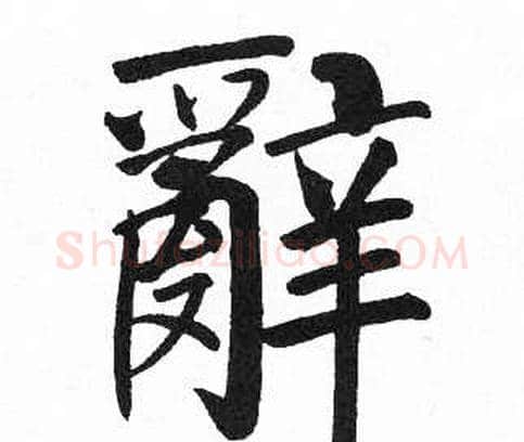 辭字启功毛笔楷书书法写法,摘自临明初拓玄秘塔碑