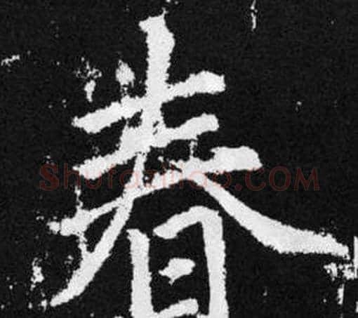 春字王铎毛笔楷书书法写法,摘自张留孙碑