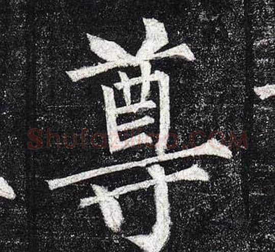 尊字柳公权毛笔楷书书法写法,摘自玄秘塔碑